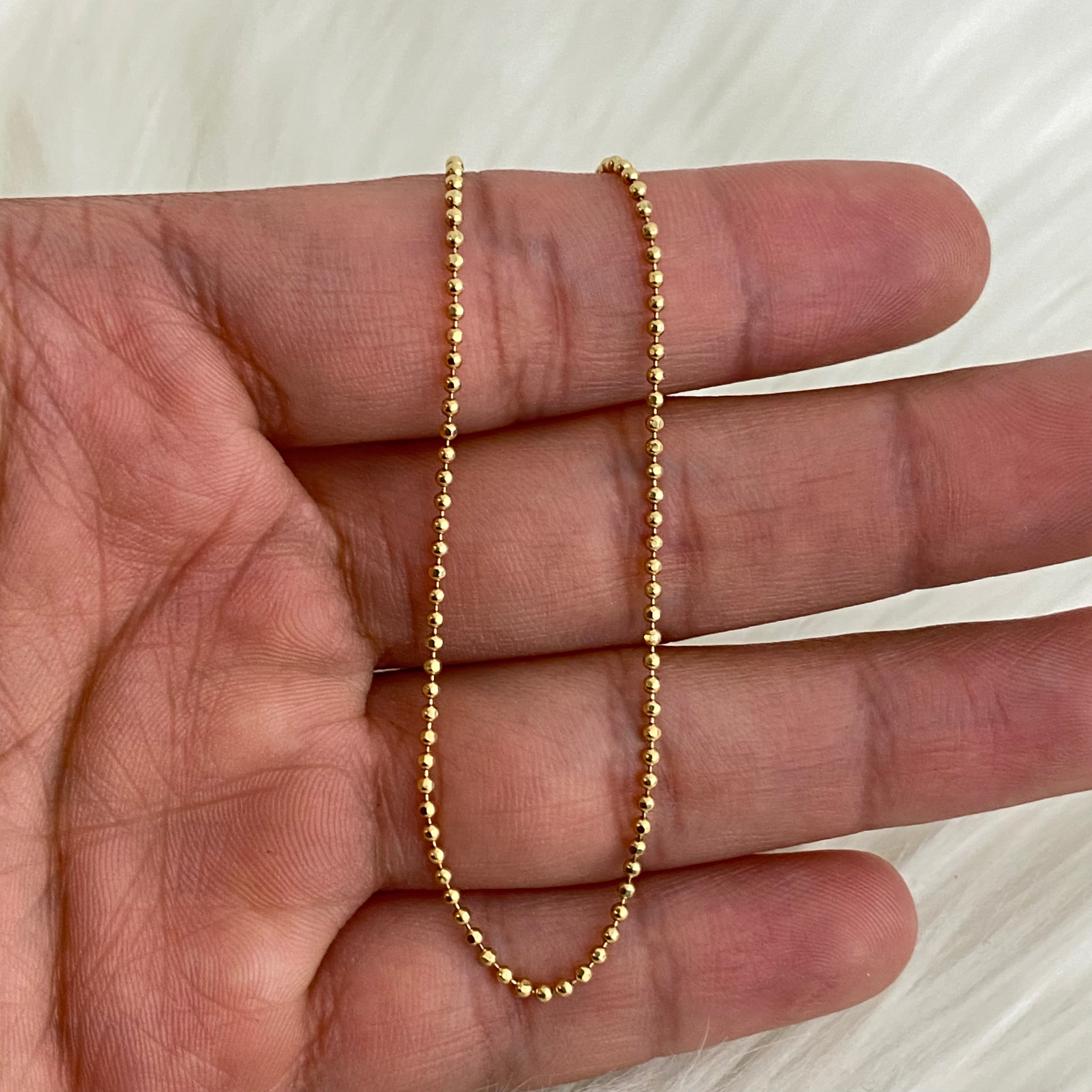 18K Yellow Gold Military Balls Chain / 4.3gr / 1.5mm / 17in