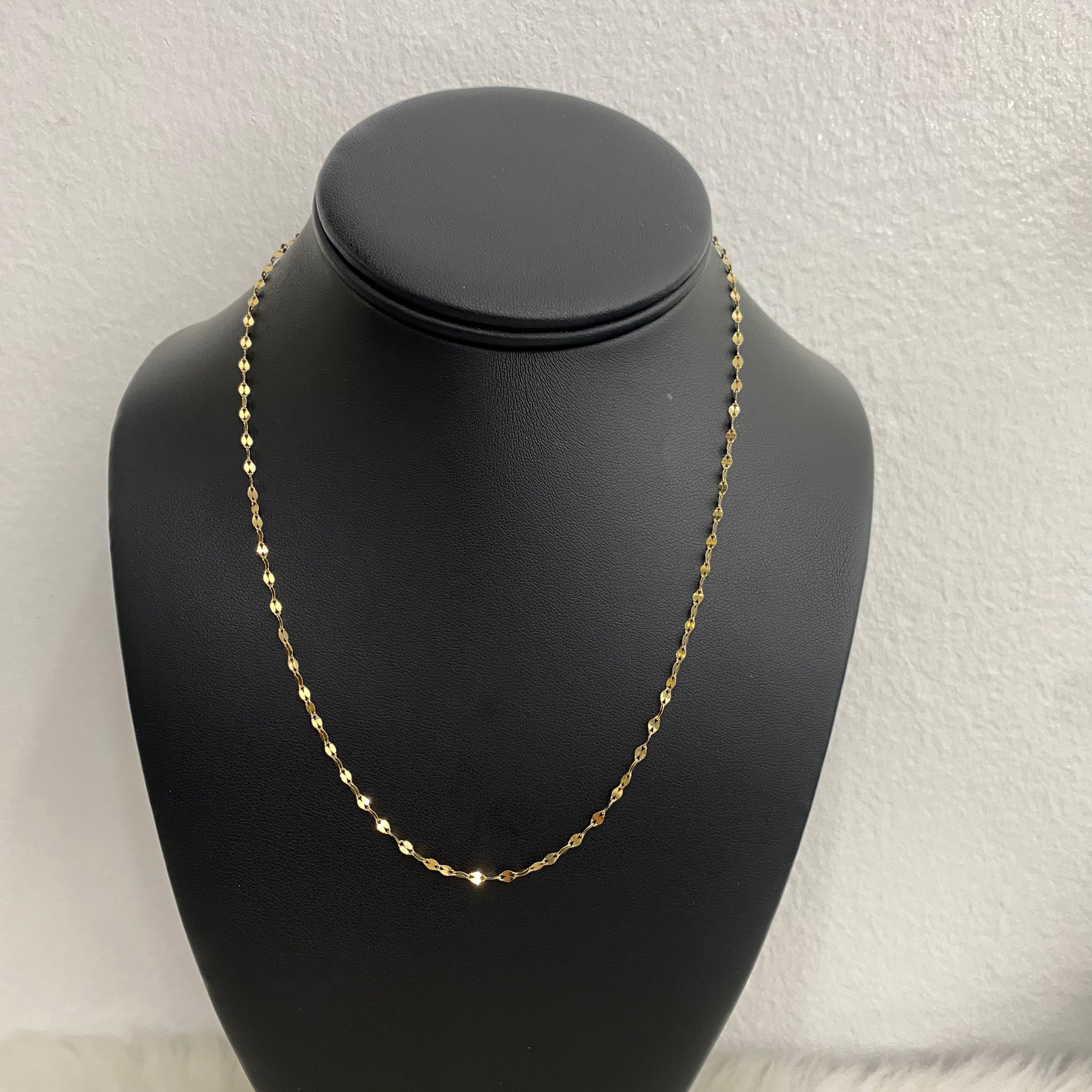 18K Yellow Gold Mirror Chain / 1.5gr / 2.1mm / 17.5in