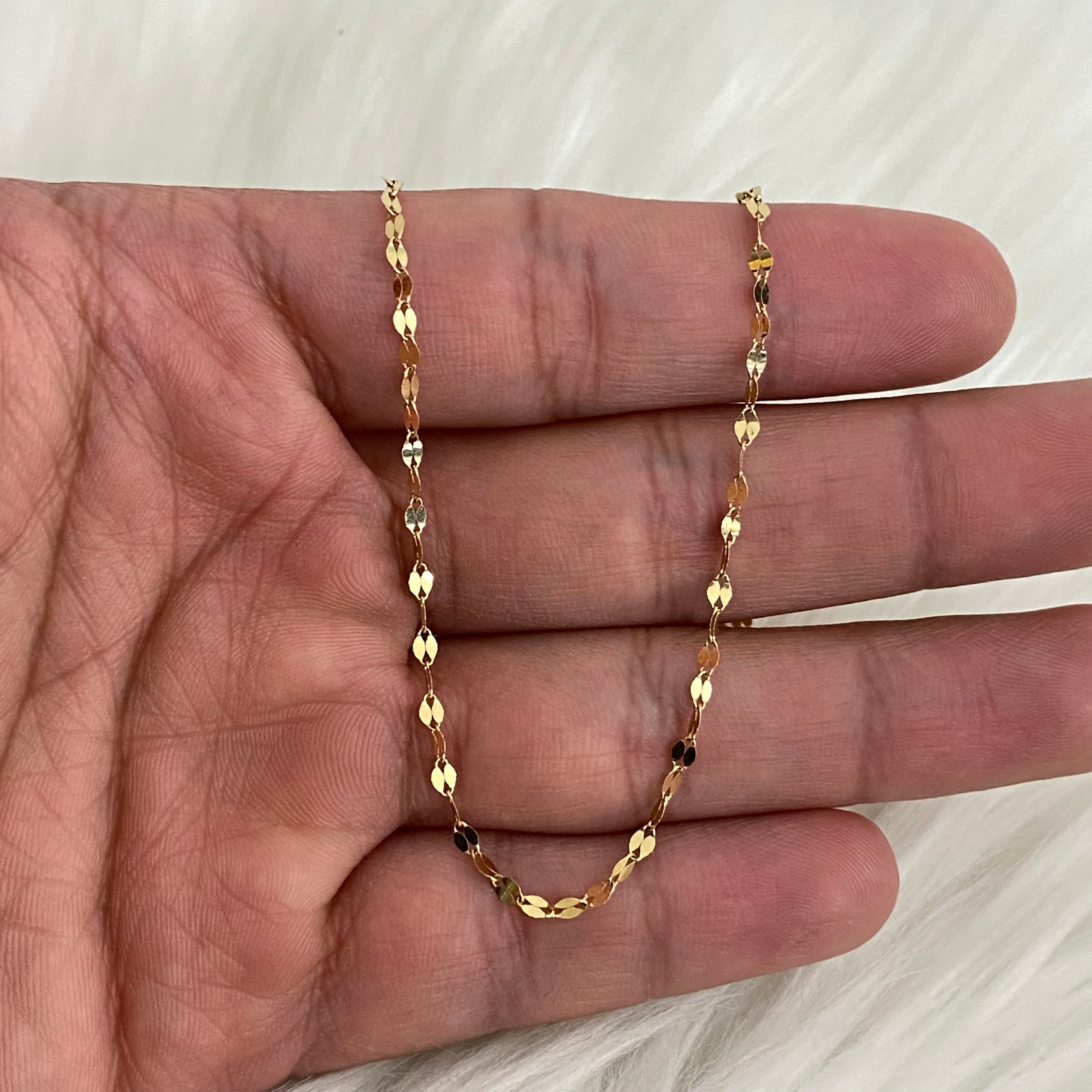 18K Yellow Gold Mirror Chain / 1.5gr / 2.1mm / 17.5in