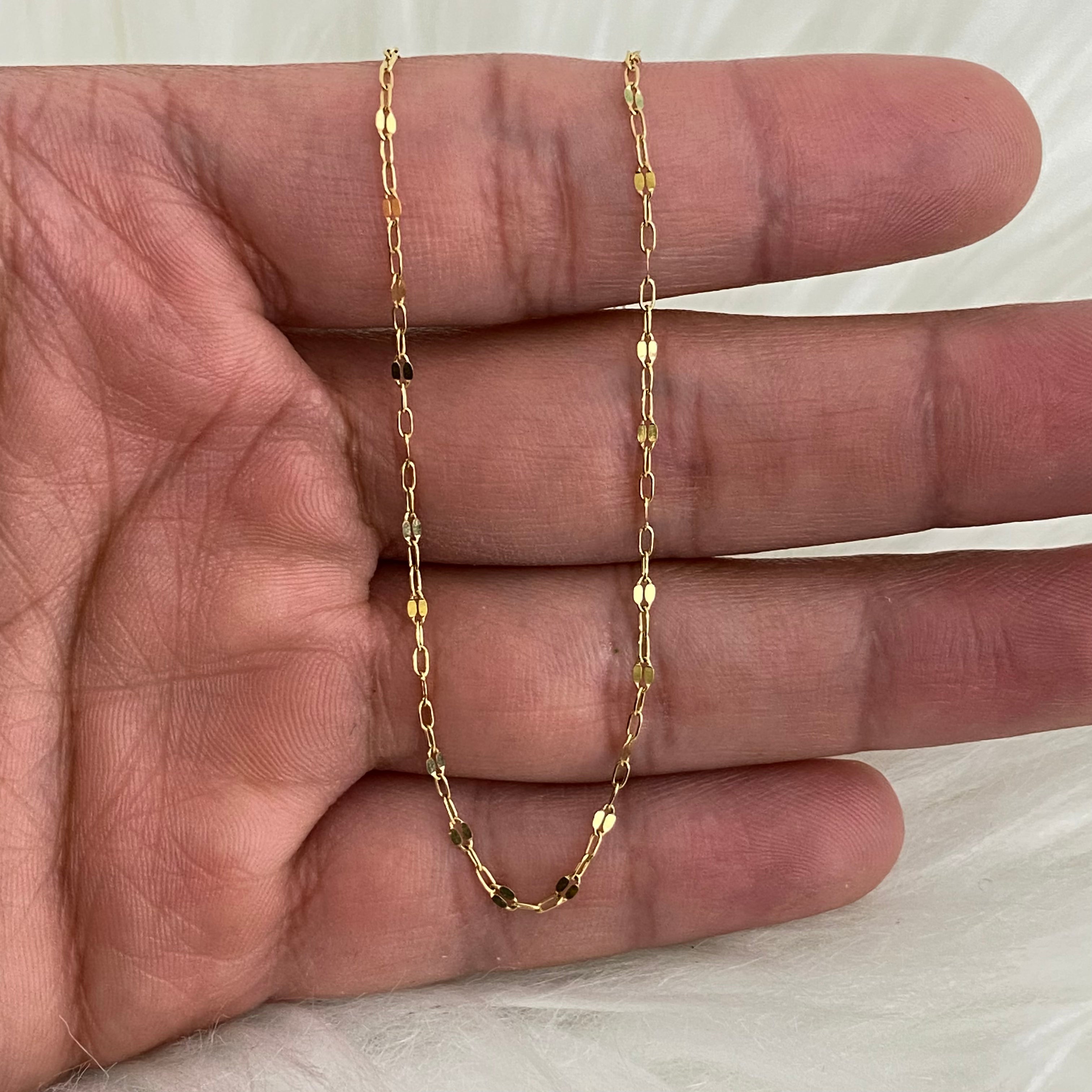 18K Yellow Gold Mirror Chain / 1.3gr / 1.7mm / 18in