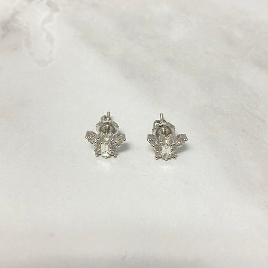 14K White Gold Diamond Butterfly Stud Earrings 0.50Ct Dia / 1.68gr / 9mm