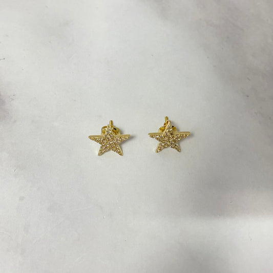 14K Yellow Gold Diamond Star Stud Earrings 0.50Ct Dia / 1.9gr / 13mm