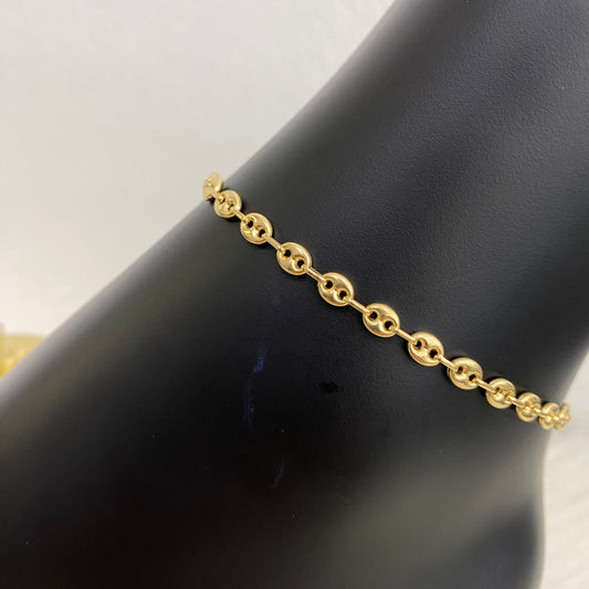 18K Yellow Gold Gc Anklet / 3.4gr / 4.4mm / 8.5in