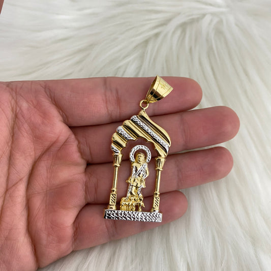 14K Yellow - White Gold San Lazaro Pendant / 5.6gr / 2.5in