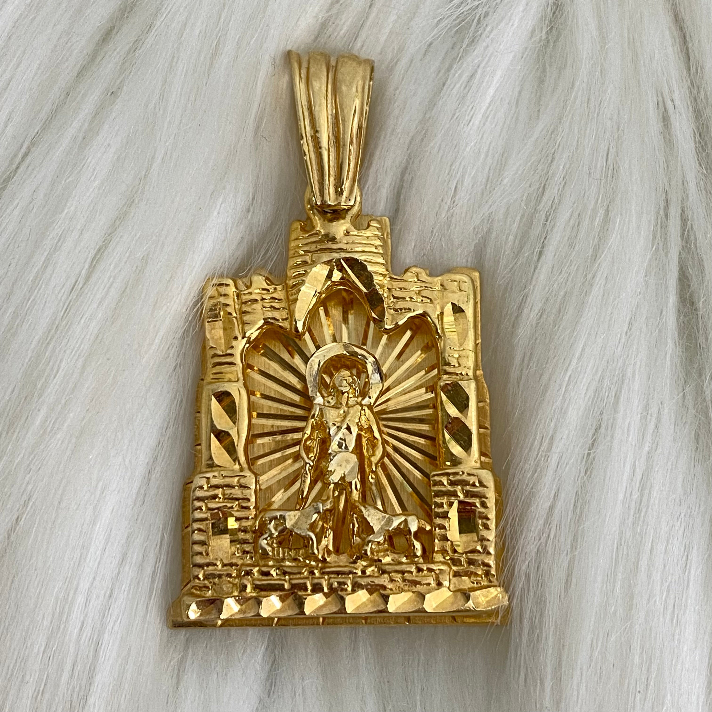 10K Yellow Gold San Lazaro Pendant / 15gr / 2in