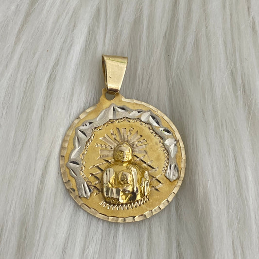 10K Yellow - White Gold Santa Barbara Pendant / 3.7gr / 1.5in