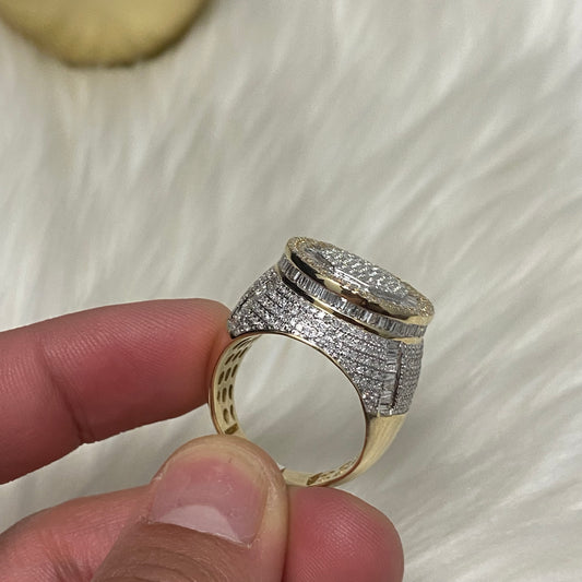 14K Yellow Gold Diamond Round Luxury Ring 2.83Ct Dia / 15.7gr / Size 10