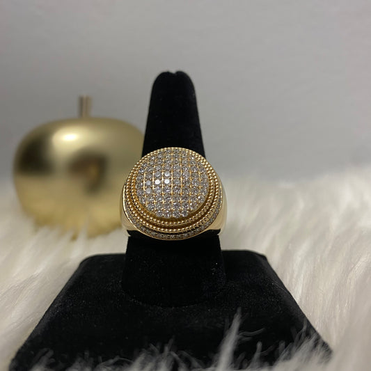14K Yellow Gold Diamond Round Fashion Ring 1.6Ct Dia / 16gr / Size 10