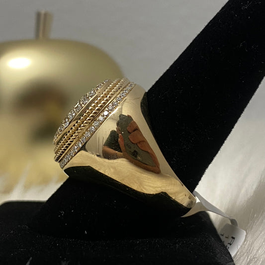 14K Yellow Gold Diamond Round Fashion Ring 1.6Ct Dia / 16gr / Size 10