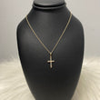 14K Yellow Gold Cross Jewelry Set With Zircons / 0.7gr / 0.5mm / 15in