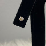 14K Yellow Gold White Flower Stud Earrings With Zircons / 0.33gr