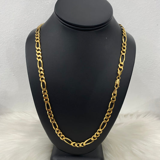 14K Yellow Gold Figaro Chain / 44.5gr / 7mm / 24in