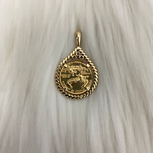 14K Yellow Gold Coin 22K Pendant Ct Dia  / 5.8gr / 1in