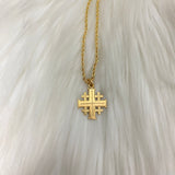 18K Yellow Gold Cross Jewelry Set / 7.2gr / 2.1mm / 20in