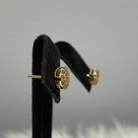 14K Yellow Gold Diamond Luxury Stud Earrings Ct Dia / 1.9gr