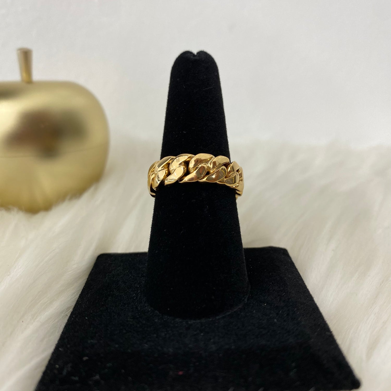 10K Yellow Gold Cuban Links Ring / 8.84gr / Size 8 / 7mm