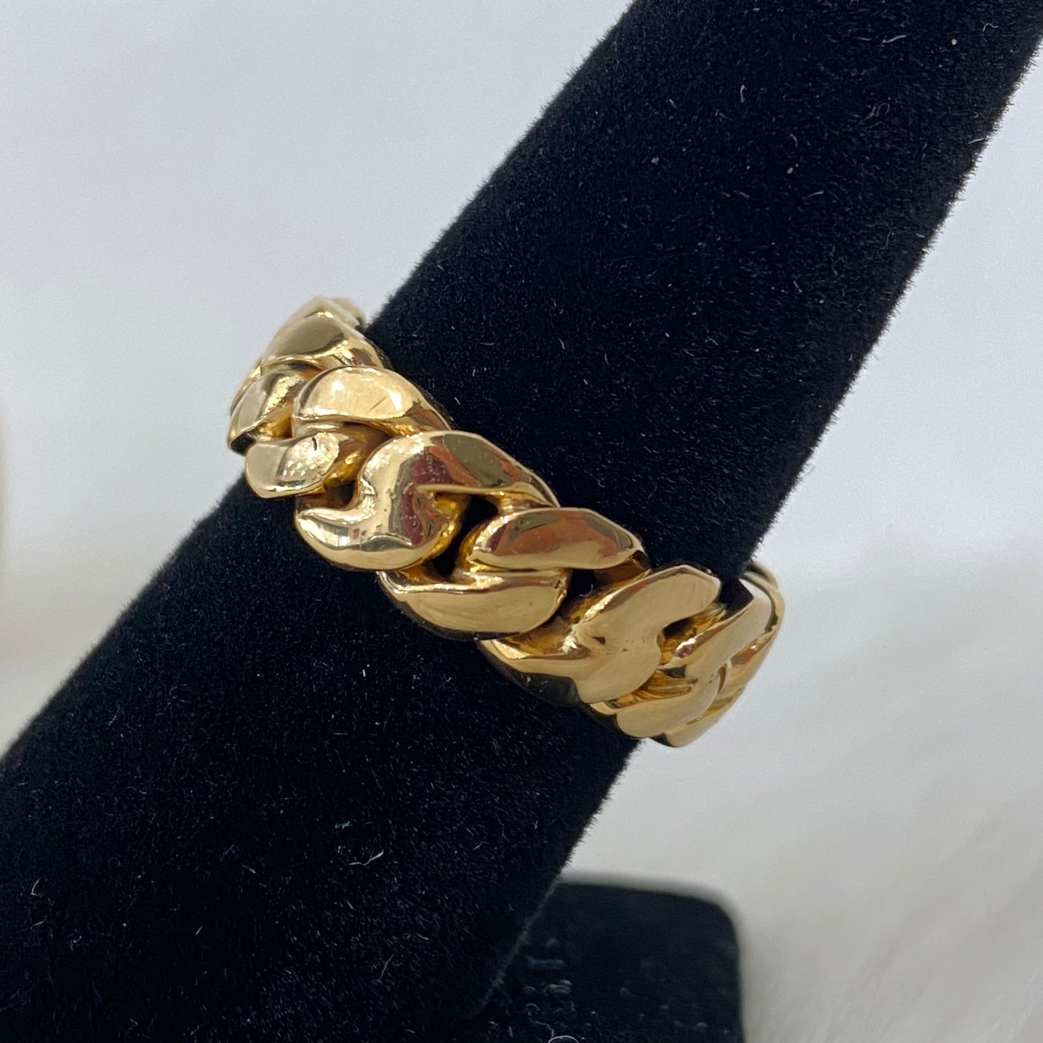 10K Yellow Gold Cuban Links Ring / 8.84gr / Size 8 / 7mm