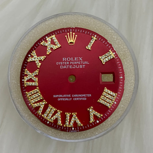 Rolex Face Red Diamond Letter Aftermarket Ct Dia