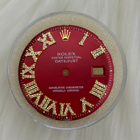 Rolex Face Red Diamond Letter Aftermarket Ct Dia