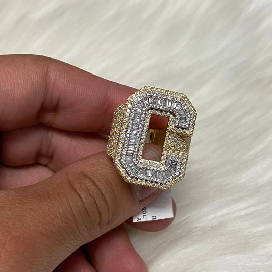 10K Yellow Gold Diamond Letter C Ring 3.5Ct Dia / 12gr / Size 8