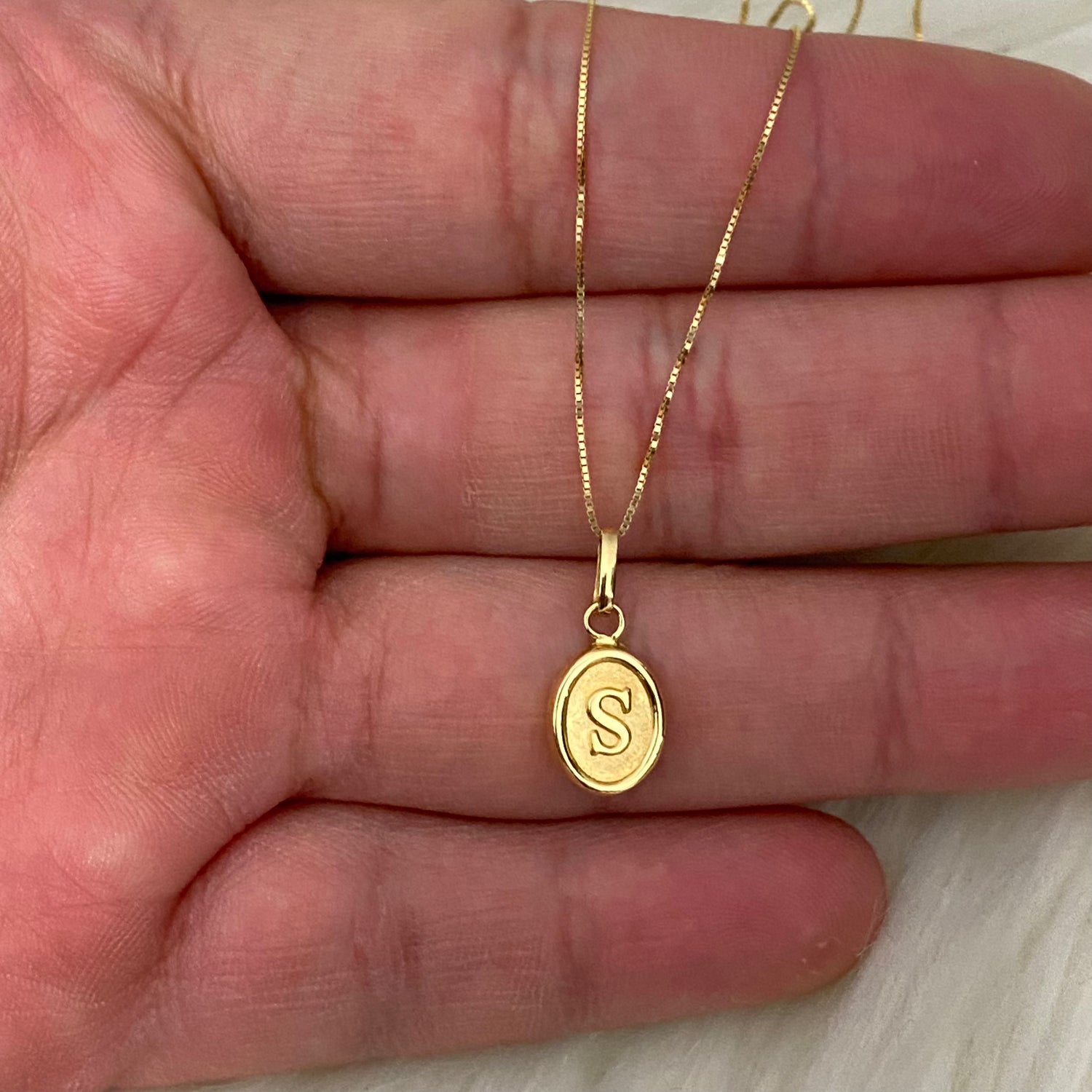 18K Yellow Gold Letter S Jewelry Set / 1.62gr / 0.6mm / 20in