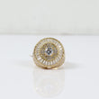 10K YG Luxury Round Rings / 9.55gr / Sz 9.5 / White Zircons