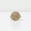 10K YG Egyptian Ankh Eye Fashion Rings / 8.73gr / Sz 11 / White Zircons