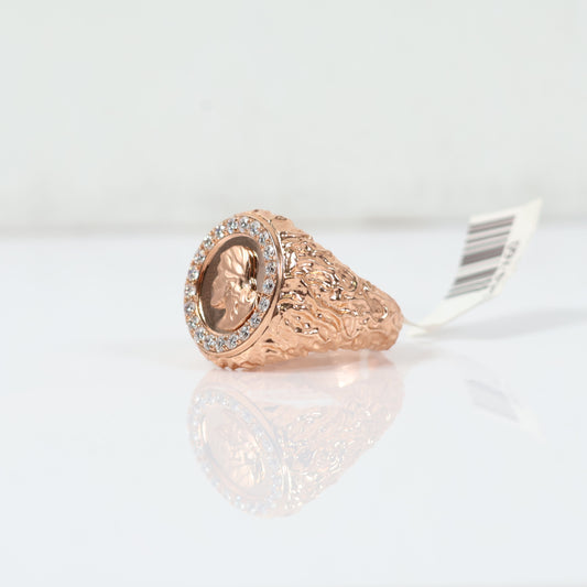 10K RG Diamond Jesus Face Rustic Rings / 9.81gr / Sz 7 3/4 / 0.5Wt Dia