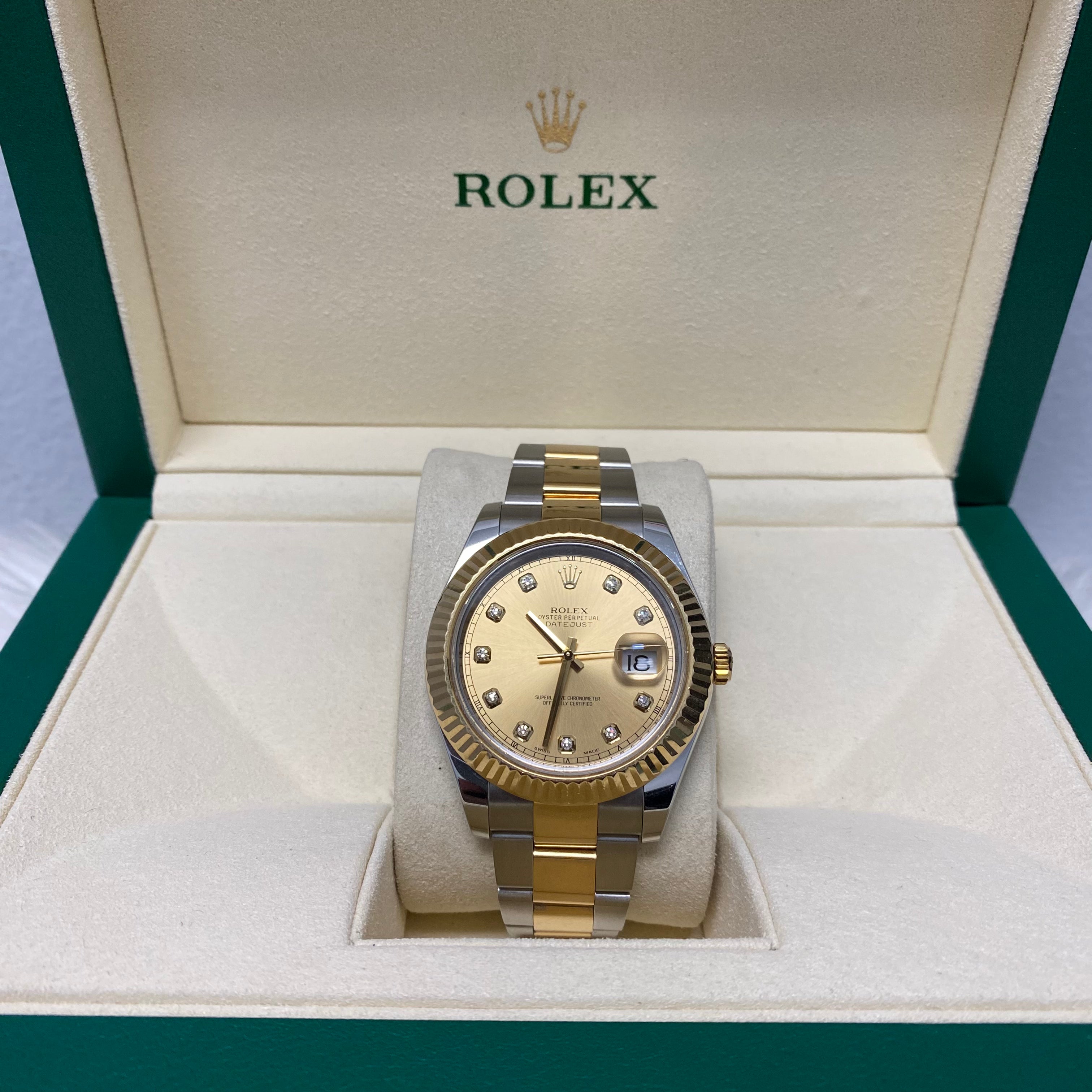 Rolex Datejust 41Mm 116333 Factory Champagne Diamond Dial 18K Yellow Gold And Stainless Steel 2014 Oyster Band