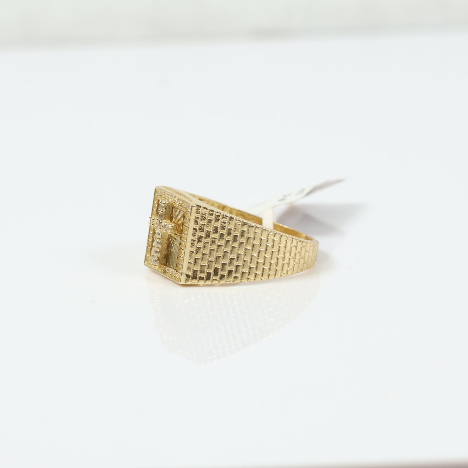 14K Yellow Gold Cross Ring With Zirconia / 6.2gr / Size 11