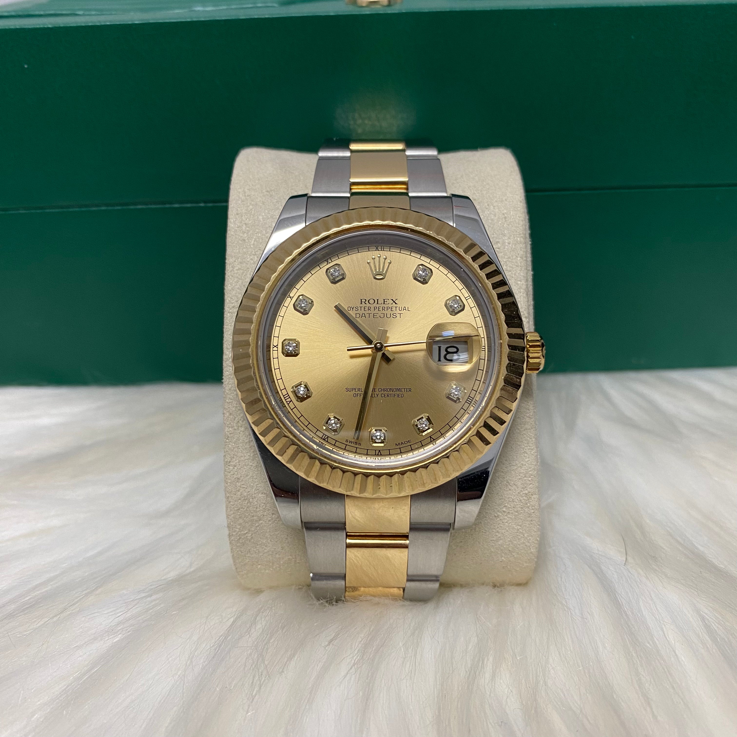 Rolex Datejust 41Mm 116333 Factory Champagne Diamond Dial 18K Yellow Gold And Stainless Steel 2014 Oyster Band