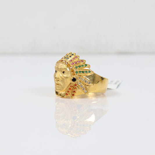 18K YG Indio Rings / 7.22gr / Sz 9.5 / Multicolor Zircons
