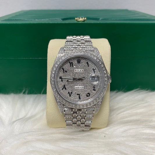 Rolex 41Mm Bustdown Vs Diamonds 15Ct Dia 126300 Arabic Numbers 2023 Jubilee Band