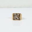 10K Yellow Gold Nugget Letter K Ring 0.48Ct Dia / 13gr / Size 11