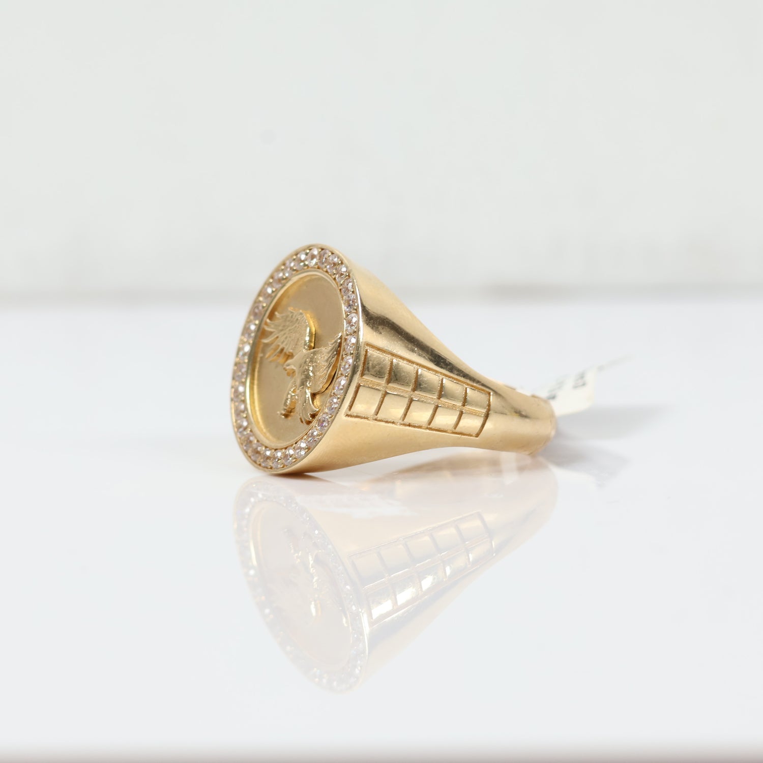 14K Yellow Gold Phoenix Ring With Zircons / 9.3gr / Size 11