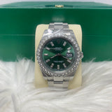 Rolex 41Mm 116300 White Gold Diamond Bezel 4.75Ct Special Edition Bagets Dial Green Face 2019 Oyster Band