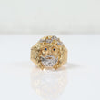 18K Yellow - White Gold Jesus Face Ring With Zircons / 11.8gr / Size 10 1/4