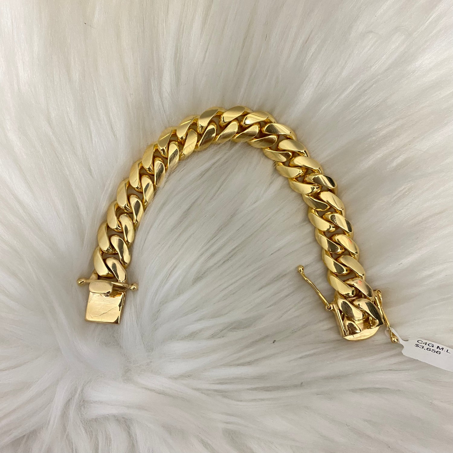 10K Yellow Gold Cuban Links Bracelet / 91.4gr / 13.6mm / 7in