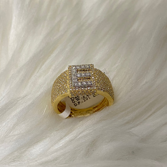 10K Yellow Gold Diamond Letter E Ring 1.48Ct Dia / 6.4gr / Size 9