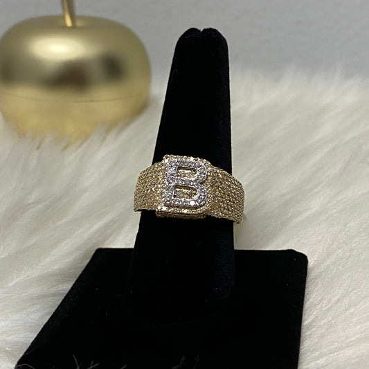 10K Yellow Gold Diamond Letter B Ring 1.59Ct Dia / 6.6gr / Size 9