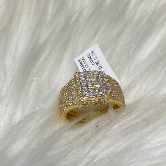 10K Yellow Gold Diamond Letter B Ring 1.59Ct Dia / 6.6gr / Size 9