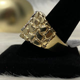 10K Yellow Gold Nugget Letter R Ring 0.52Ct Dia / 13gr / Size 11