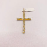 14K Yellow Gold Diamond Cross Thin Pendant / 3.6gr