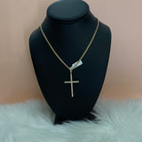 14K Yellow Gold Diamond Cross Thin Pendant / 3.6gr