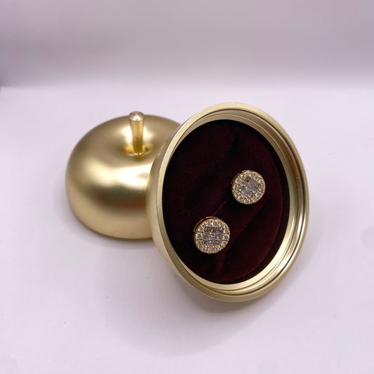 14K Yellow Gold Diamond Circle  Stud Earrings 1.53Ct / 3.22gr