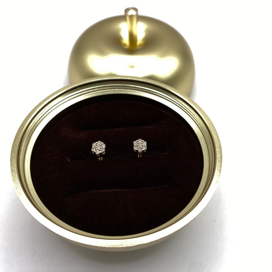 14K Rose Gold Diamond Flower Stud Earrings 0.29Ct / 0.8gr