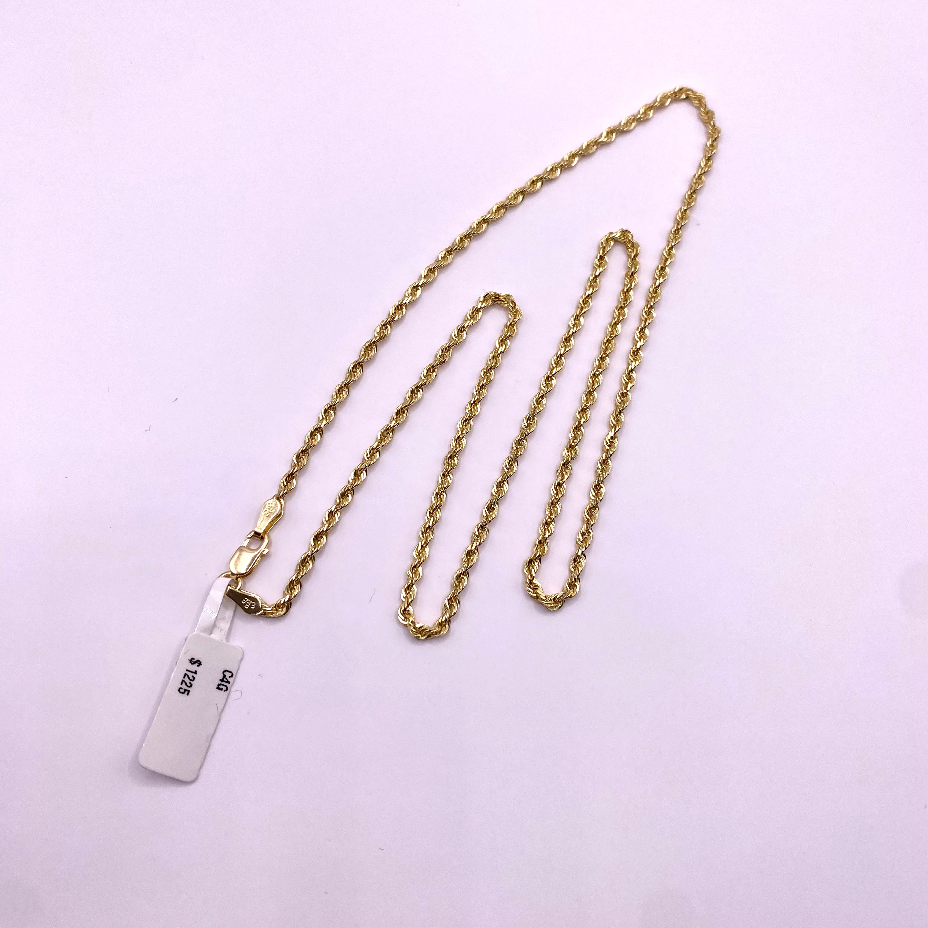 10K Yellow Gold Rope Chain / 7.7gr / 2.4mm / 18in