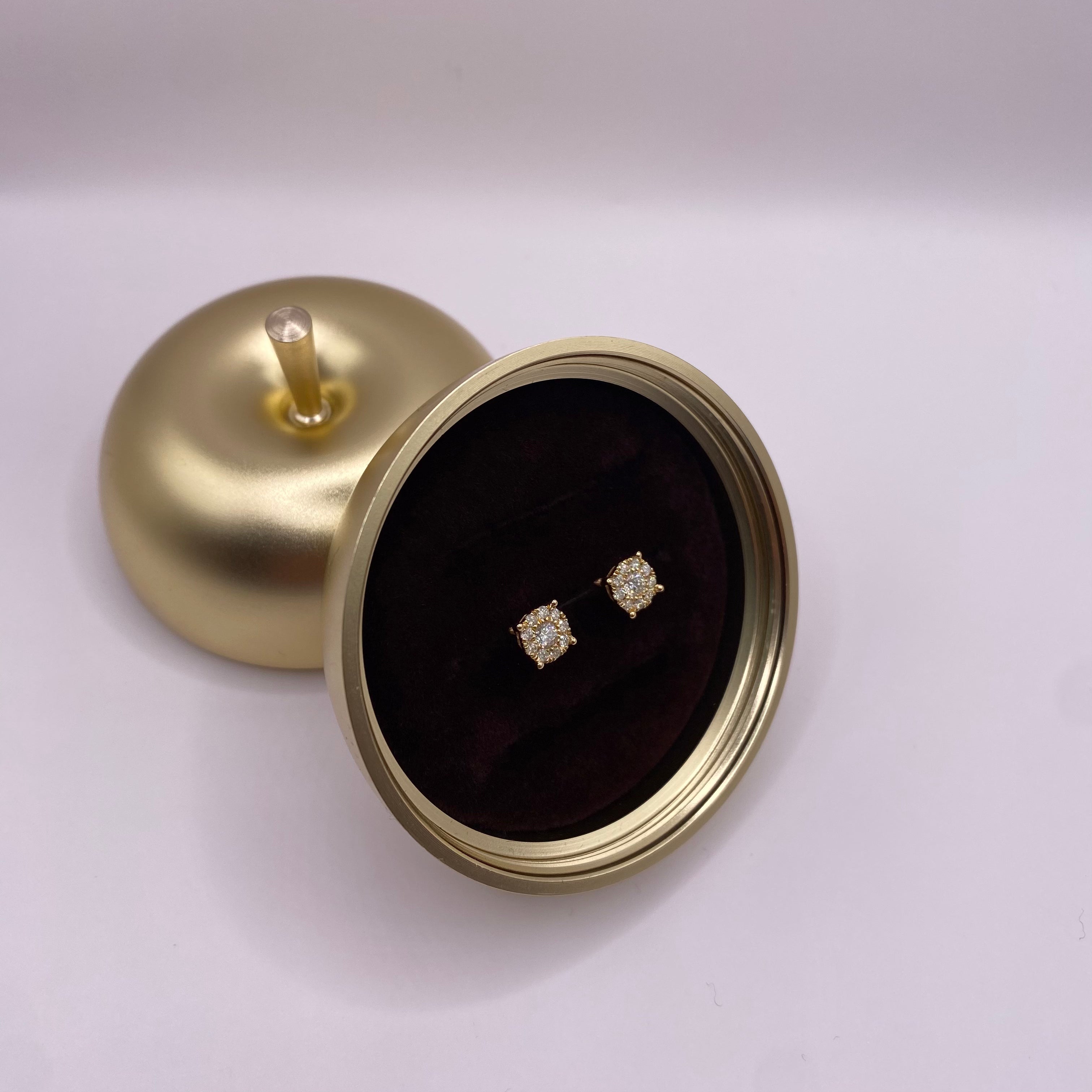 14K Yellow Gold Diamond Circle Stud Earrings 0.55Ct / 1.2gr