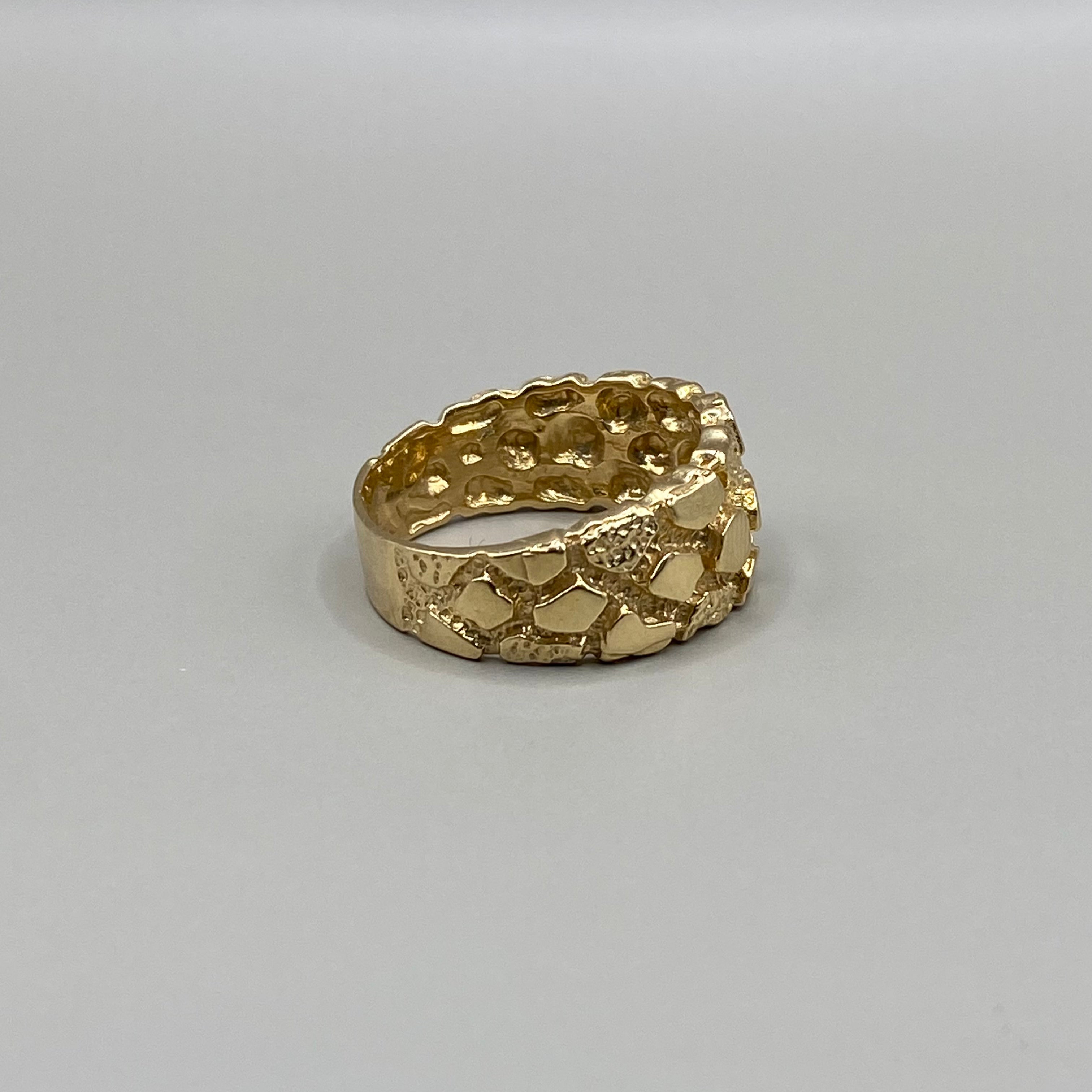 14K Yellow Gold Nugget Ring / 7.4gr / Size 9.5