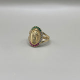 14K Yellow Gold Jesus Ring With Zirconia / 4gr / Size 8